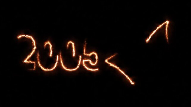 2005 K Achievement Milestone Celebration &ndash; Glowing Fire Spark Check mark Design on Dark Background