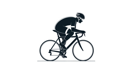 Silhouette of a cyclist in full racing gear on a road bicycle.