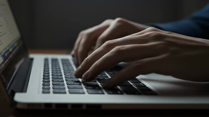 Realistic Close up of Person Typing on Laptop Keyboard - Powered by Adobe