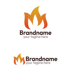 Creative Letter M Fire Flame Logo Design with Warm Orange Gradient Color, Abstract Initial Monogram Mark for Energy, Hot Grill, or Power Brands