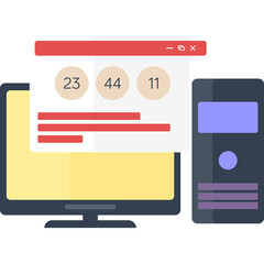 Computer Setup With Website Displaying Data In A Clean Flat Design With Transparent Background