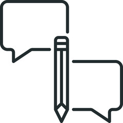Conceptual Icon of Communication and Writing with Pencil and Speech Bubbles on Transparent Background
