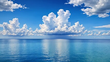 mar y cielo azul con nubes