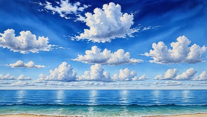 mar y cielo azul con nubes