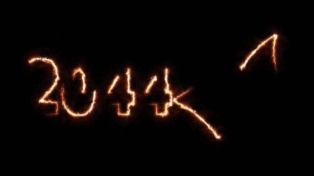 2044 K Achievement Milestone Celebration – Glowing Fire Spark Check mark Design on Dark Background