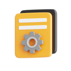 Orange File Folder With Gray Gear Symbol Representing File Management And Organization On Transparent Background