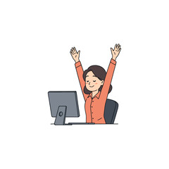 Excited woman celebrating success at her computer