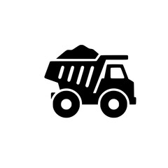Fototapeta premium Monochrome Industrial Dump Truck Icon – A Robust Vector Graphic Symbolizing Construction, Hauling, and Material Transport for Project Design