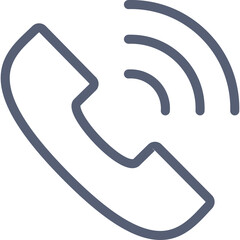 Incoming Call Icon Symbol Outline on Transparent Background Representing Communication and Connection