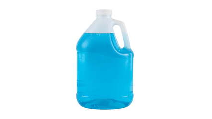 Large plastic jug with blue liquid and a handle. Isolated on transparent background, png
