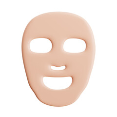 Simple Peach Colored Face Mask With Open Eyes and Mouth Cutouts On A Transparent Background Isolated Object for Beauty and Skincare Concepts