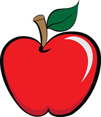 Bright Red Cartoon Apple Illustration