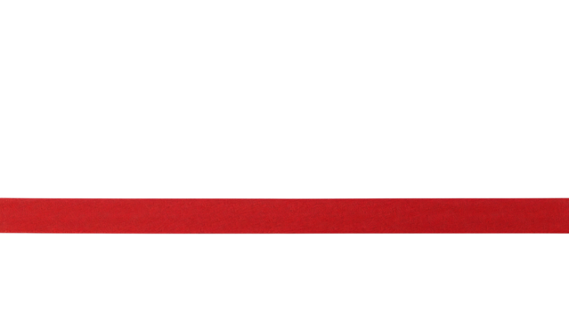 Straight red grosgrain ribbon banner, a simple decorative element for design. Isolated on transparent background, png

