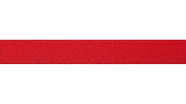 Straight red grosgrain ribbon banner, a simple decorative element for design. Isolated on transparent background, png