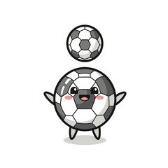 Cute soccer ball cartoon character with happy expression and small ball above.