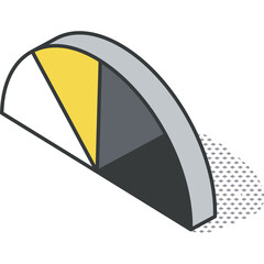 Isometric Representation Of A Half Circle Divided Into Segments With A Shadow On A Transparent Background Suitable For Cybersecurity Data Protection Concepts