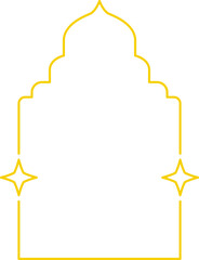 Frame with stars set border, gold frame with sparkle stars, arches border icon, festive effect decoration sign, trendy geometric template. New year christmas background 2026. Vector or PNG