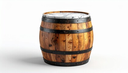 Obraz premium Rustic Wooden Barrel with Black Metal Bands