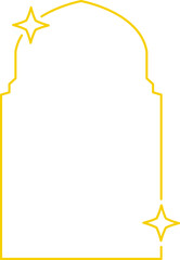 Frame with stars set border, gold frame with sparkle stars, arches border icon, festive effect decoration sign, trendy geometric template. New year christmas background 2026. Vector or PNG