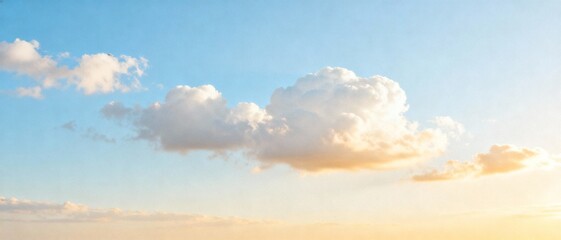 Soft clouds floating in a bright blue sky at sunset  