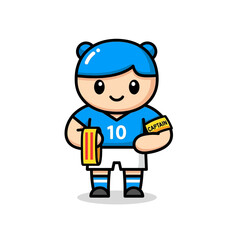 Cartoon Soccer Player with Captain Armband and Catalan Flag.