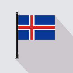 Obraz premium Flat Iceland Rectangle Flag Pole in Official Colors
