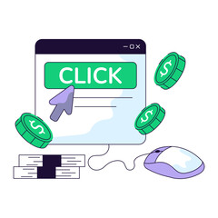 Conceptual flat line design illustration of pay per click
