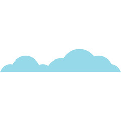 Light Blue Fluffy Cloud Line Border Against Transparent Background Simple Graphic Element
