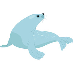 Light Blue Seal with White Spots on a Transparent Background