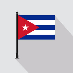 Flat Cuba Rectangle Flag Pole in Official Colors