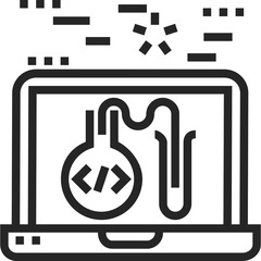 Laptop Screen Displays Scientific Formula with Coding Symbols Emerging from Flask and Sparks Around the Top Showing Digital Innovation and Research Concept