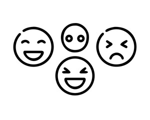 Four emoticons showing happy and sad expressions