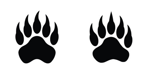 Bear paw print with claws concept. Bear footprint design illustration, vector. © chonkz