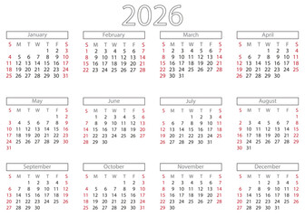 2026 Calendar With Monthly Grids For Planning, Scheduling.