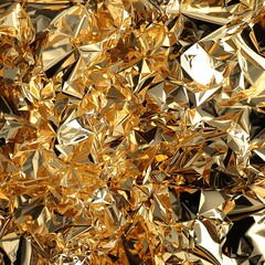 Reflective Gold Abstract Metallic Texture with Faceted Geometric Shapes