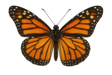 Monarch butterfly spreading wings, isolated with transparent background, representing nature, freedom, change, ecosystem