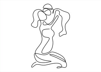 Mother Lovingly Lifting Her Baby High. line icon-continuous line drawing. Editable stroke. 
