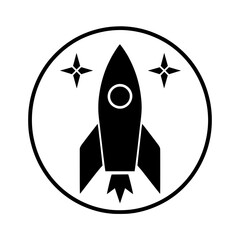Rocket Launch Silhouette Icon in Circle