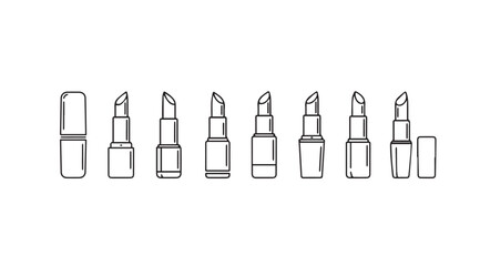 Collection of hand drawn lipstick tubes and wands variety of styles and shades vector