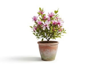 Beautiful Pink Flowering Plant in Elegant Pot with Fresh Green Leaves for Home Decor