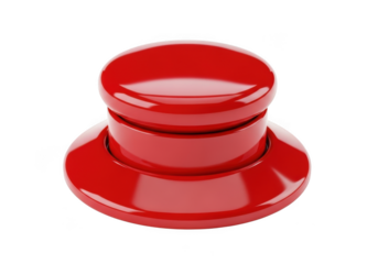 Emergency stop button, shiny and glossy isolated on transparent background
