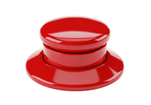 Emergency stop button, shiny and glossy isolated on transparent background
