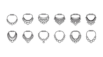 Collection of elaborate necklace designs featuring intricate details and gemstone accents vector