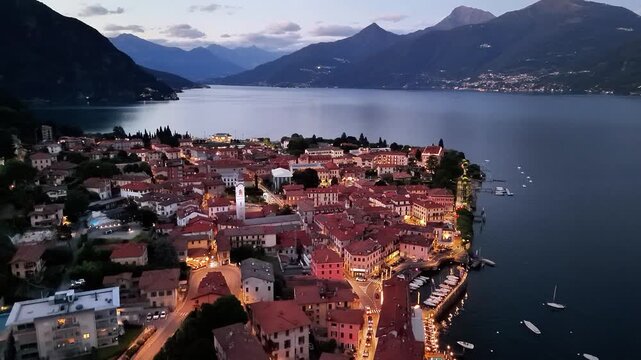 Explore the charming lakeside town of Menaggio Como Italy during twilight hours