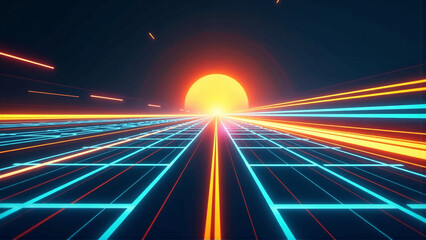Fototapeta premium Speed Force Horizon: Motion Blur Grid