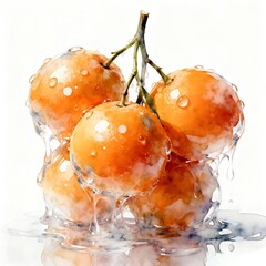 Surreal Fruits Series : A delicious looking healthy bunch of ripe oranges on a white background suitable for graphic design and decoration 004