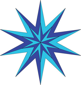 Blue Ten-Pointed Starburst Geometric Shape