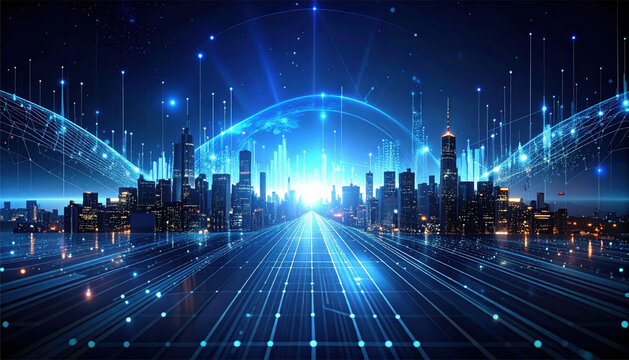 Abstract background of financial technology innovation generated by AI, fintech, innovation, technology, artificial intelligence, abstract, data, digital, futuristic, network  - Powered by Adobe