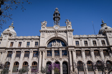 Obraz premium Post Office (Edificio de Correos y Telégrafos / Oficina de Correos), Plaza del Ayuntamiento, Valencia, Spain