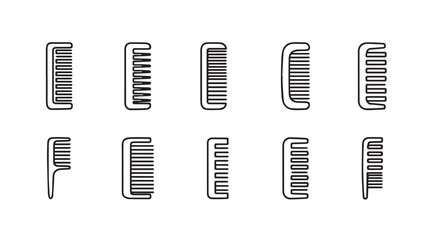 Collection of vintage hair combs and styling tools for grooming and beauty vector